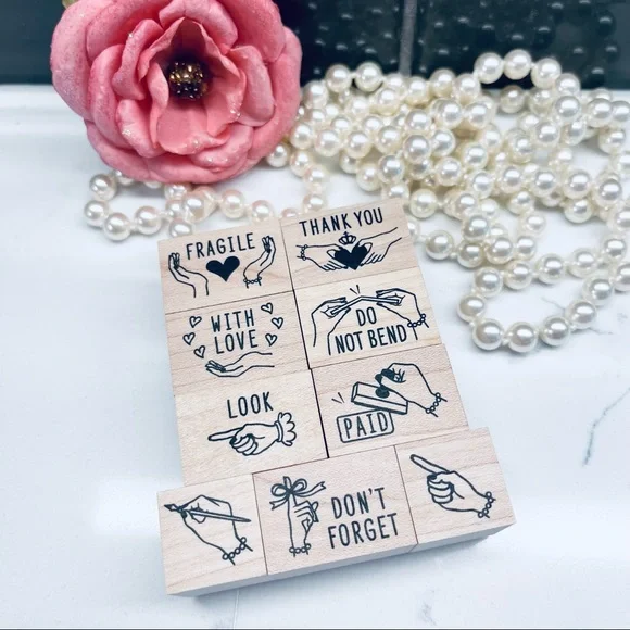 Love for analogue, Hand Signs wood rubber stamps 11pcs set (Made in Japan)
